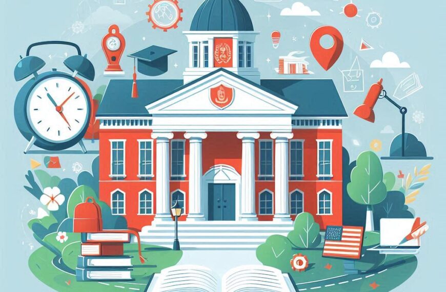 Free Online Colleges_illustration of college campus