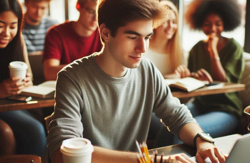 best-online-colleges-in-alabama - A student studying on a computer in a cafe in Alabama